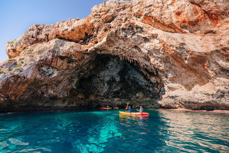 Cala Varques: Guided Sea Caves Kayak & Snorkeling Expedition - From Cala Romantica to the first paddle