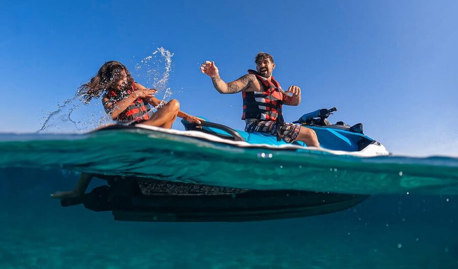 Calanova: Doble Jet Ski excursion with guide - Who will enjoy this most?