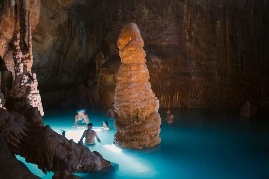 Mallorca: Cala Romántica Cliff Hike and Sea Cave Tour - Underground galleries, columns, and freshwater lakes