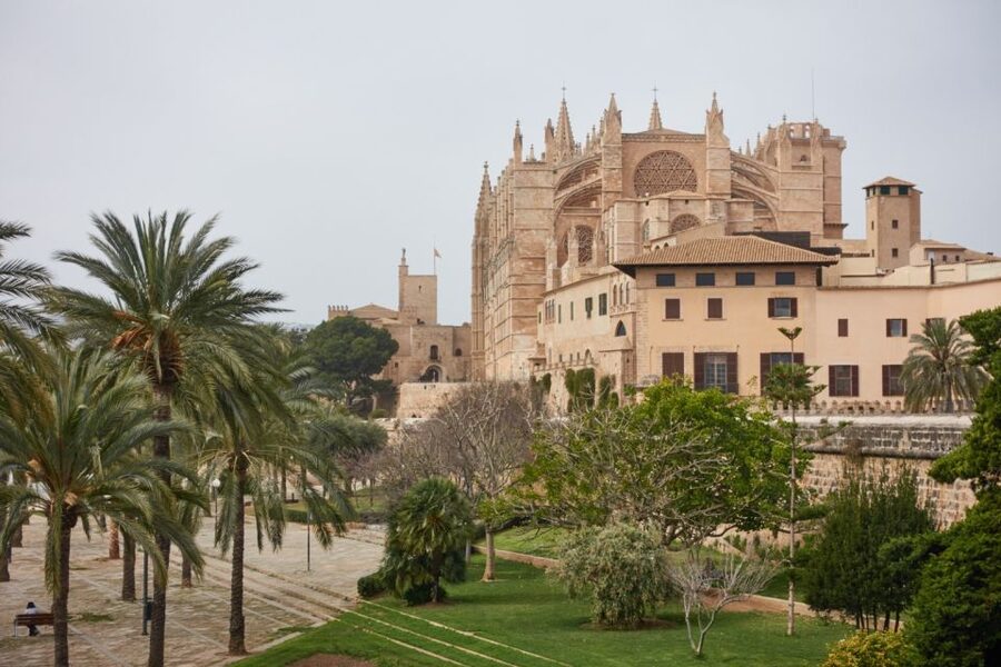 Palma: Walking Tour with Mediterranean Delicacies - Almudaina Palace and the cathedral view