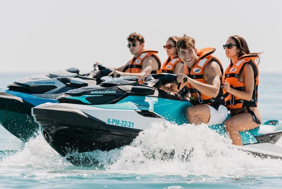 Peguera: Racing Car Drive and Jet Ski Combo Tour - From Peguera to the southwest coast