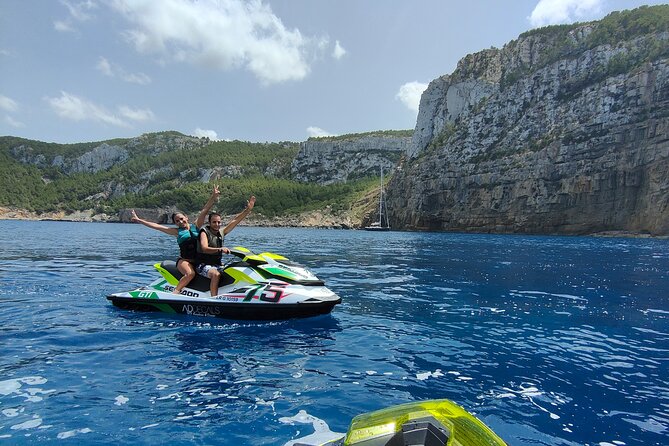 Private jet ski excursion Ibiza San Antonio Es Vedrà - Sa Pedrera, or Atlantis, brings the rugged finish