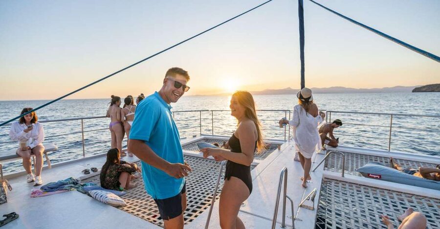 S'Arenal: Sunset Catamaran Cruise with BBQ - The swimming stop and snorkeling time