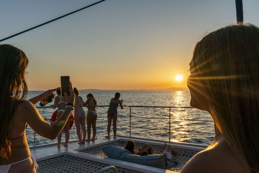 S'Arenal: Sunset Catamaran Cruise with BBQ - BBQ, pasta salad, and local bread onboard